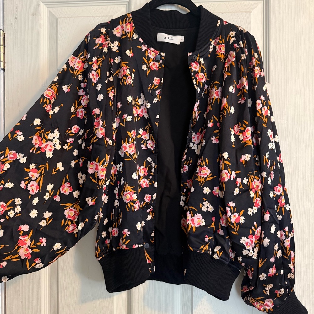 A. L. C. Floral Black Bomber Jacket